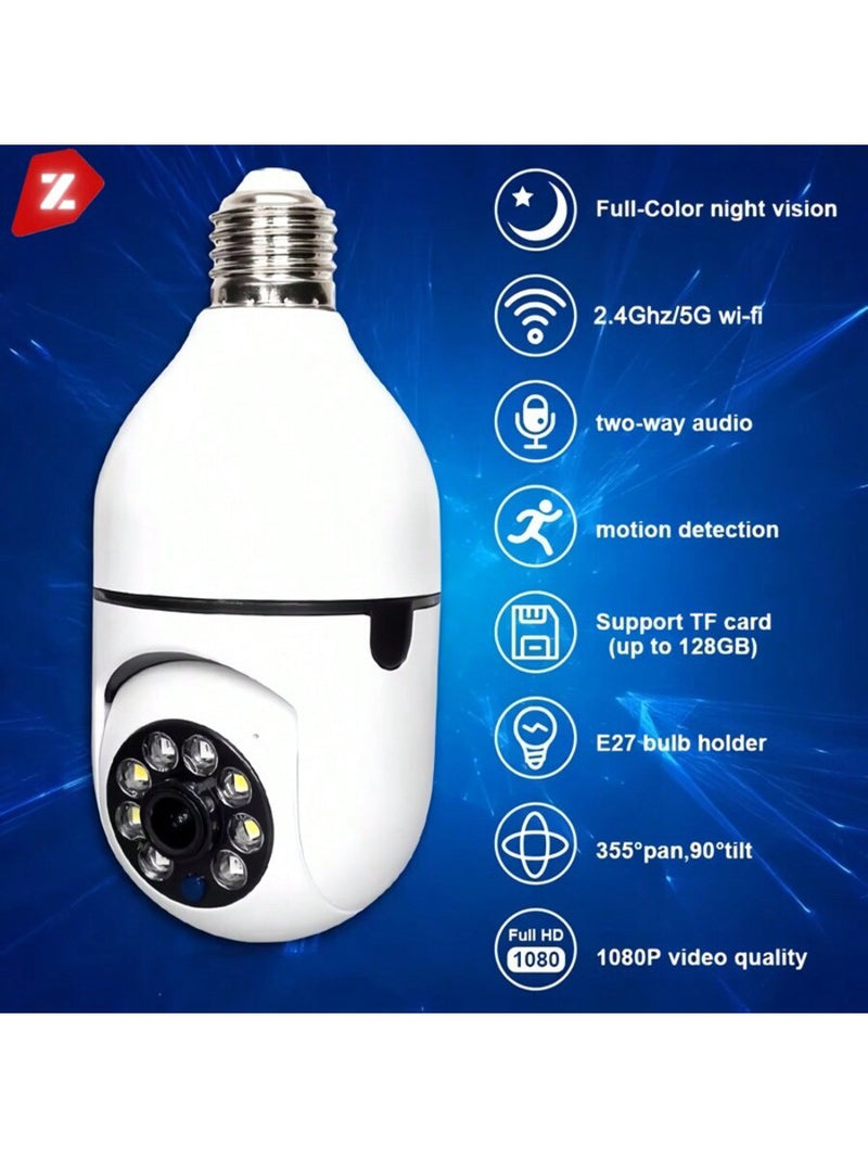 Kit Câmera wifi ip sem fio giratória 360 com encaixe lampada bocal rosca yoosee ptz full HD visão noturna segurança - bivolt